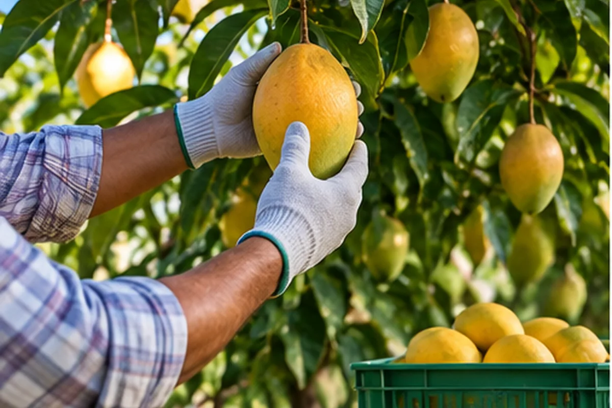 Fresh mango harvest at an Indian orchard